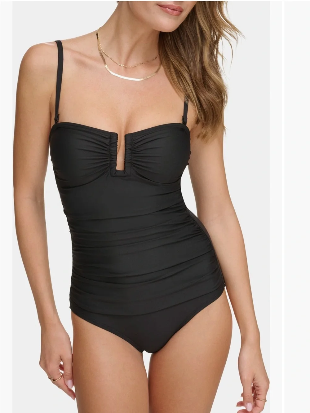 DKNY Black Ruched One-Piece Swimsuit - Picture 6 of 6